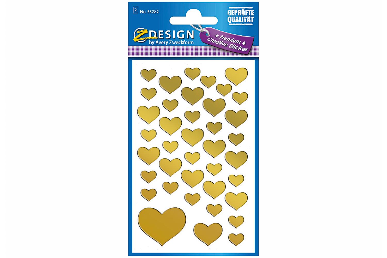 Z-DESIGN Sticker Creative 53282 Herze gold 2 St&#252;ck