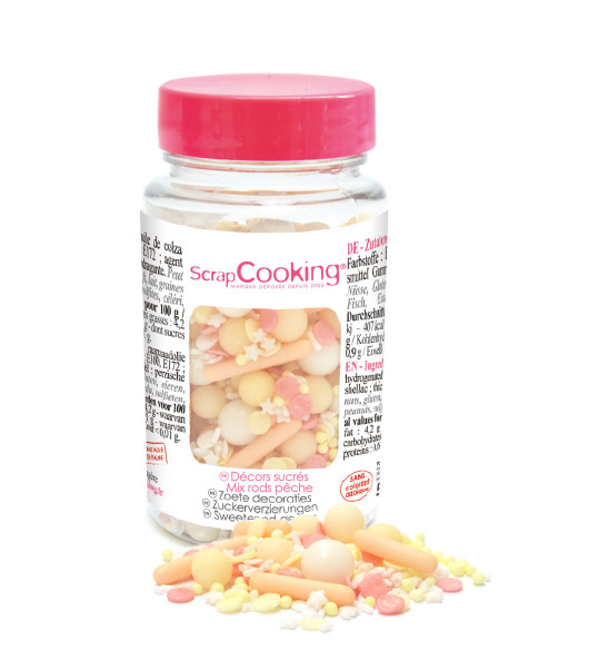 Deko Zucker Mix, pfirsichfarben 70g