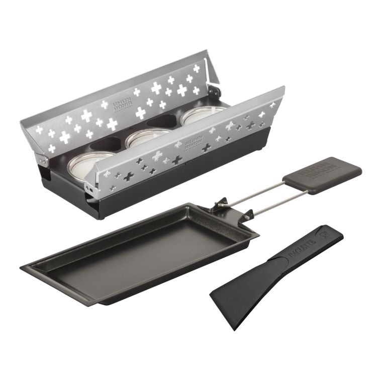 RACLETTE SET MINI SCHWEIZER KREUZ SILBER