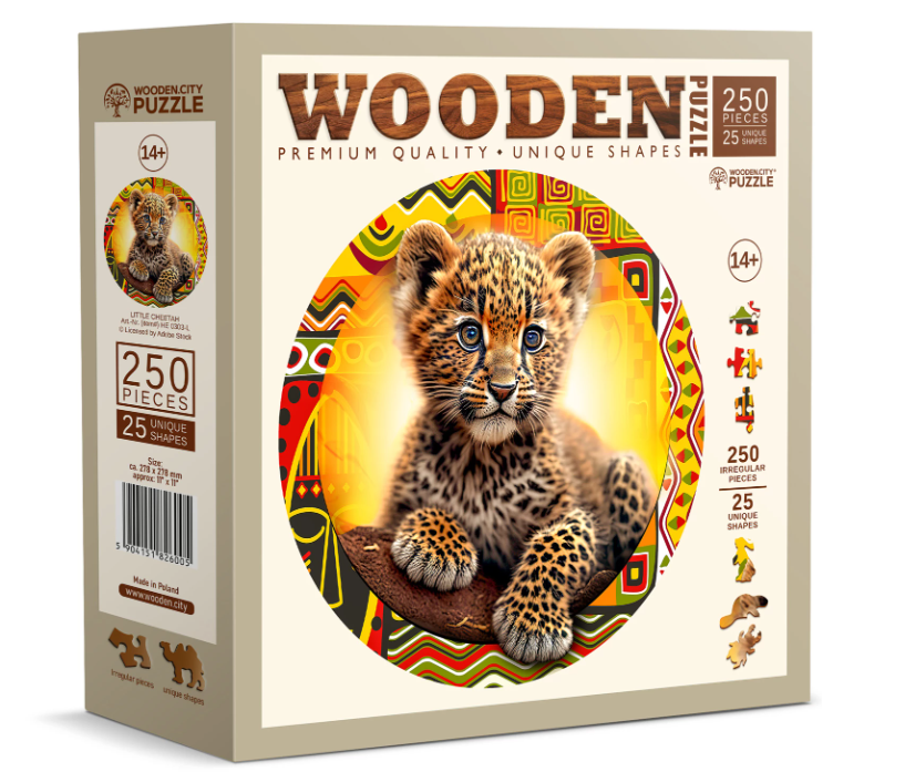 Puzzle Holz L Cute Little Leopard, 250 Teile, spezielle Formen, &#216; 27.8 cm