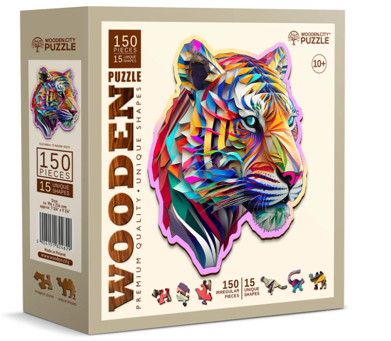 Puzzle Holz M Colorful Tiger 150 Teile, aussergew&#246;hnliche Formen, 19.4x23.4cm