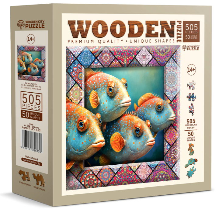 Puzzle Holz XL Tropical Fish 505 Teile, aussergew&#246;hnliche Formen, 39.4x39.4.cm