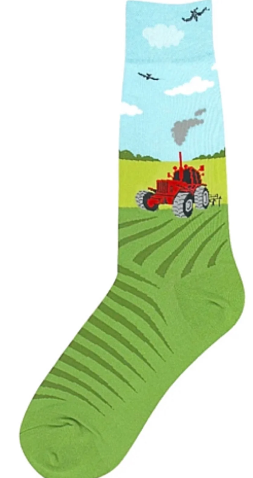 Mens Red Farm Tractor  Socks